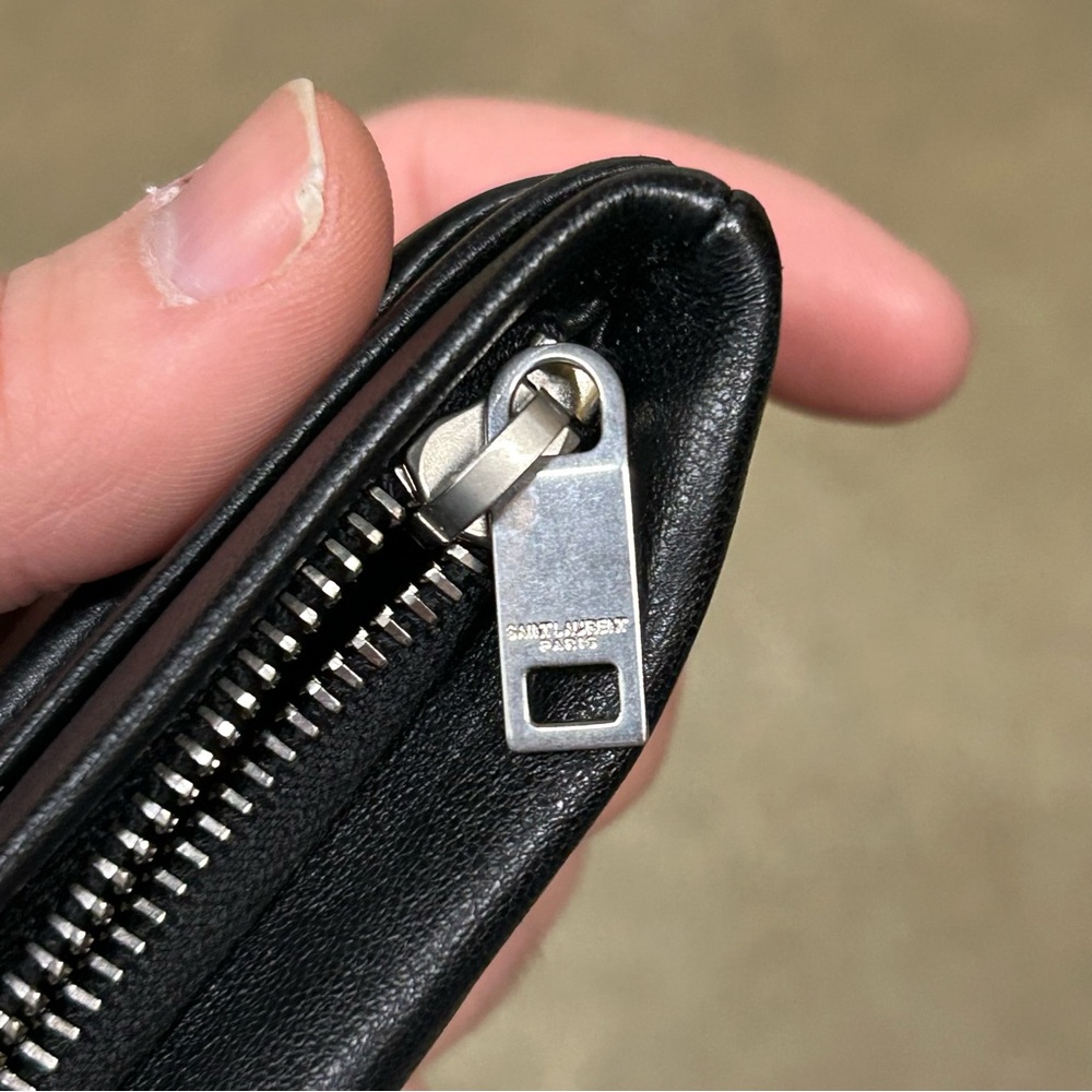 Saint Laurent Wallet Puffy Pouch Lambskin Leather Card Holder Coin Case Clutch - Picture 7 of 7